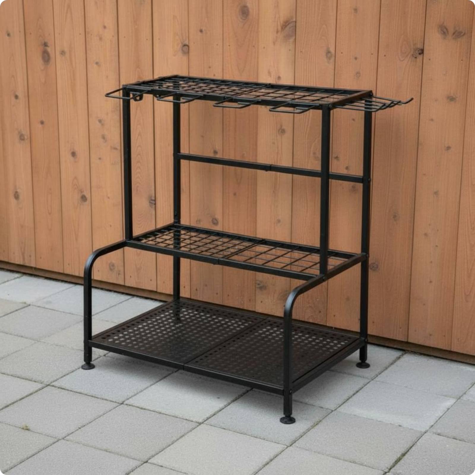 Gardening Tools Holder - Metal Garden Tool Rack Adjustable Feet