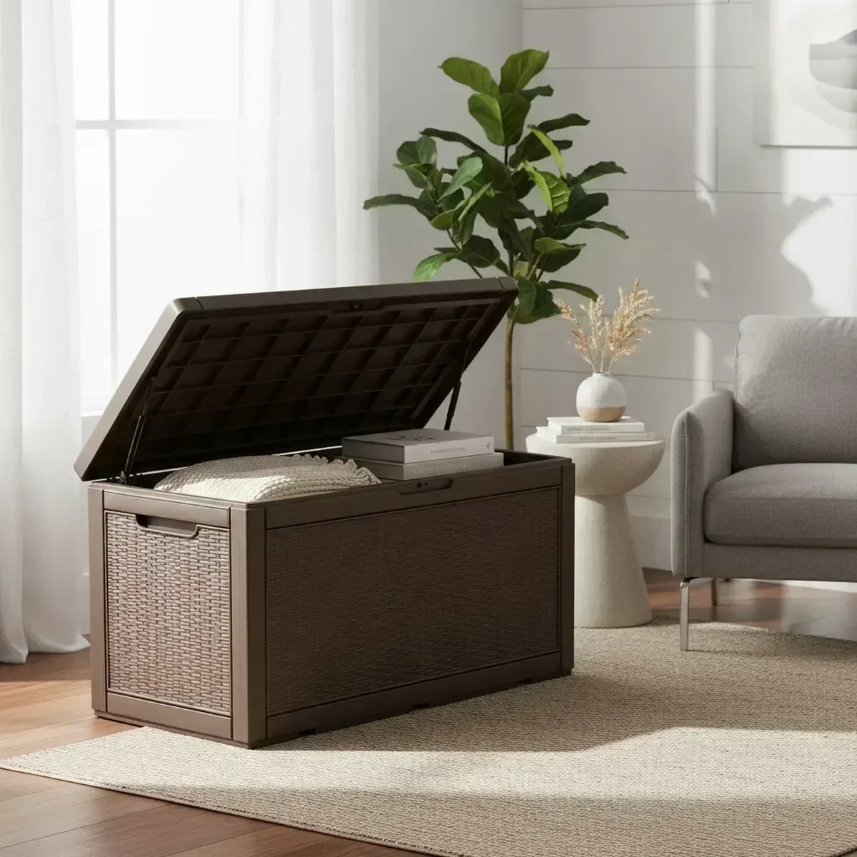Gardening Tools Holder - Large Outdoor Storage Bench Waterproof Grey